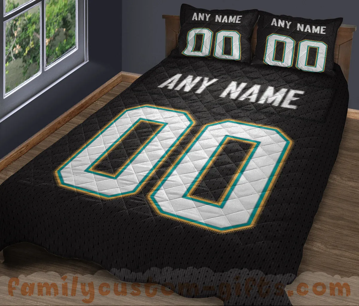 Custom Quilt Sets Jacksonville Jersey Personalized Football Premium Quilt Bedding for Men Women