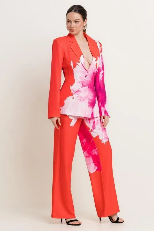 FLORAL BLAZER WITH PANT SET
