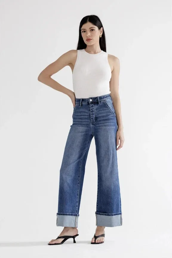Mica Denim Super High Rise Wide Cuffed Leg