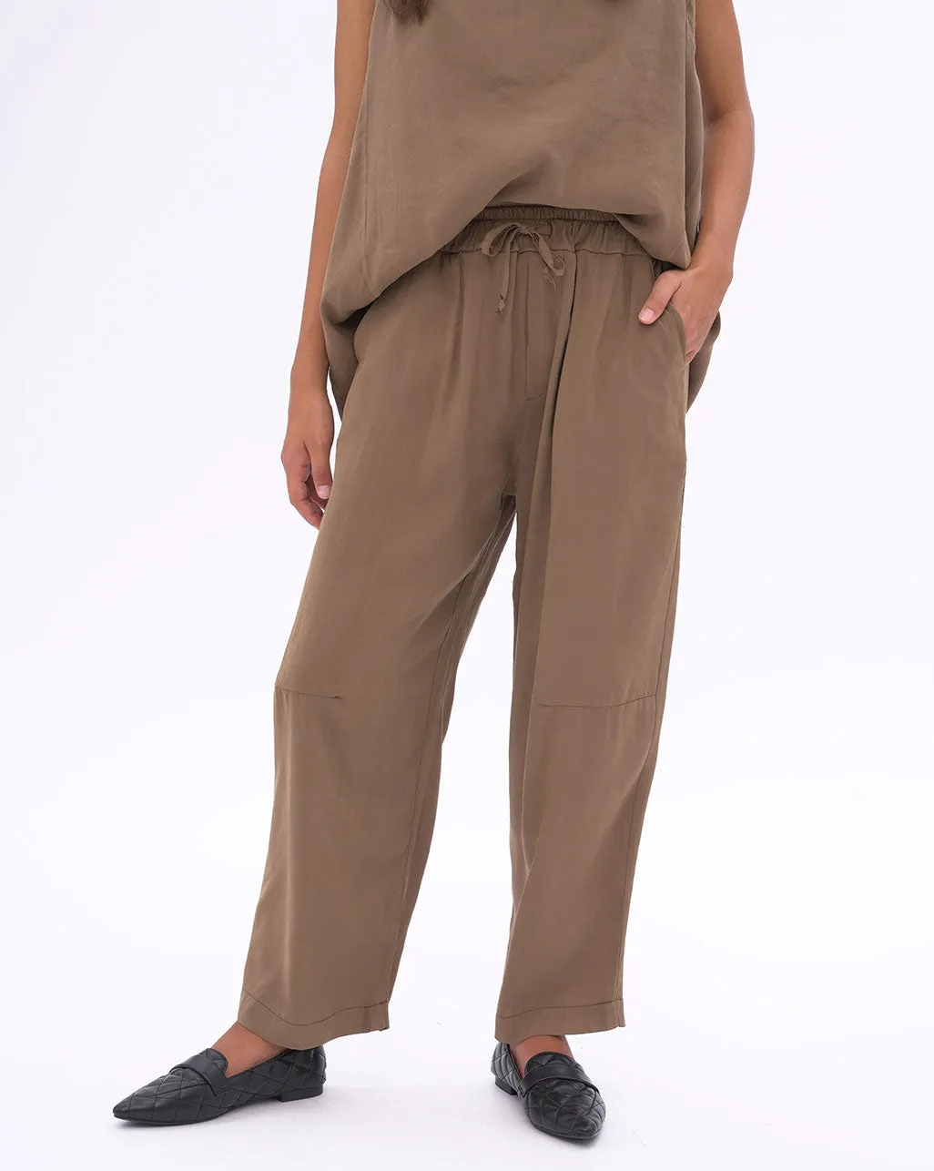Sleek Elastic Waist Drawstring Pants