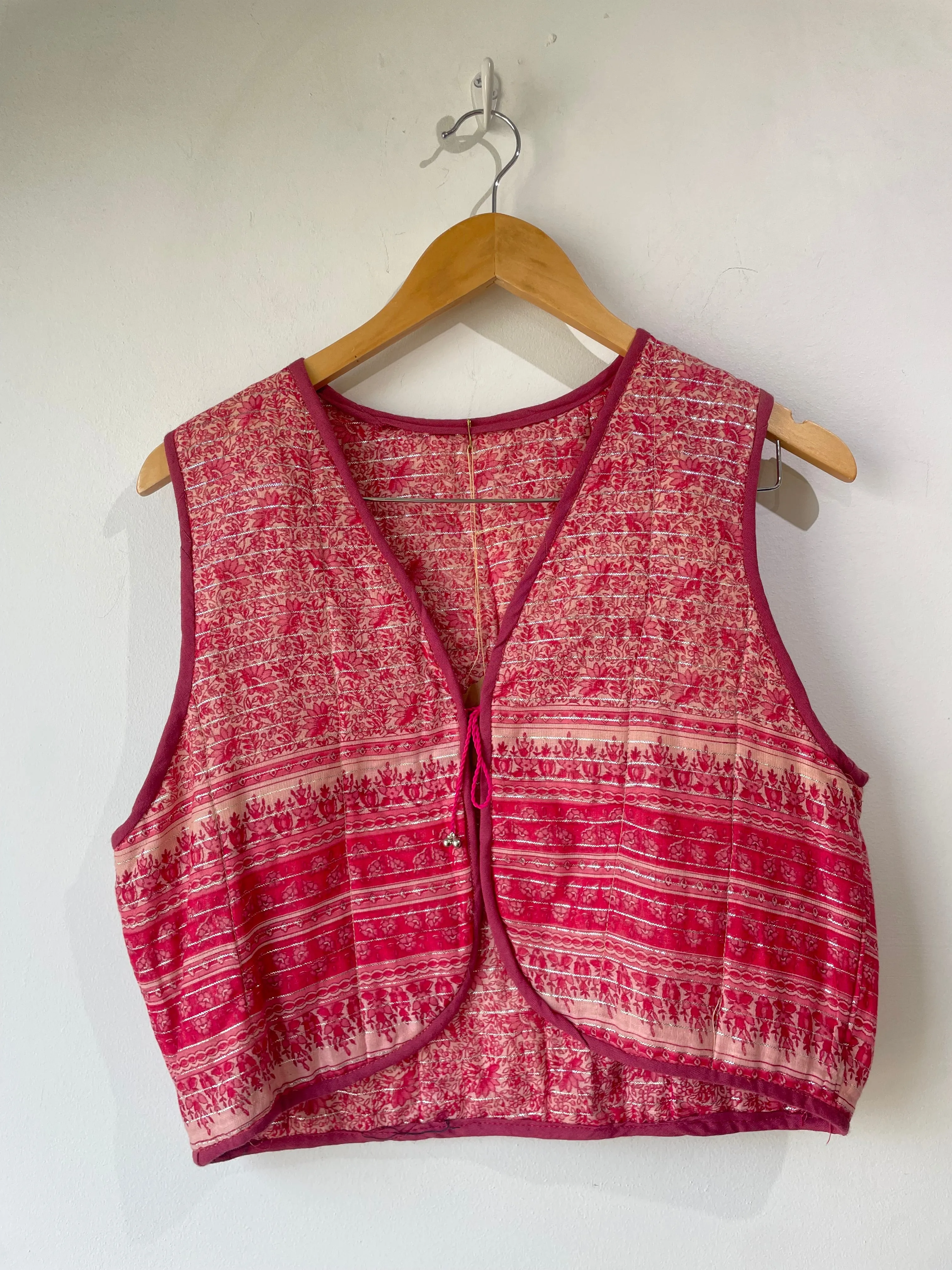 Vintage Two Piece Pink Floral Indian Block Print Two-Piece Set