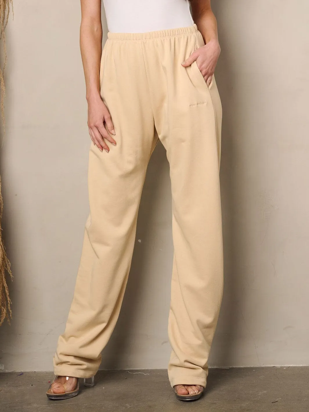 WOMEN'S ELASTIC WAIST POCKETS PANTS