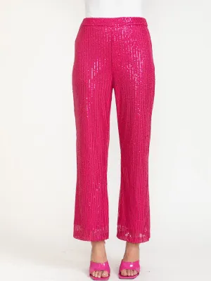 WOMEN'S ELASTIC WAIST WIDE LEG SEUINS PANTS
