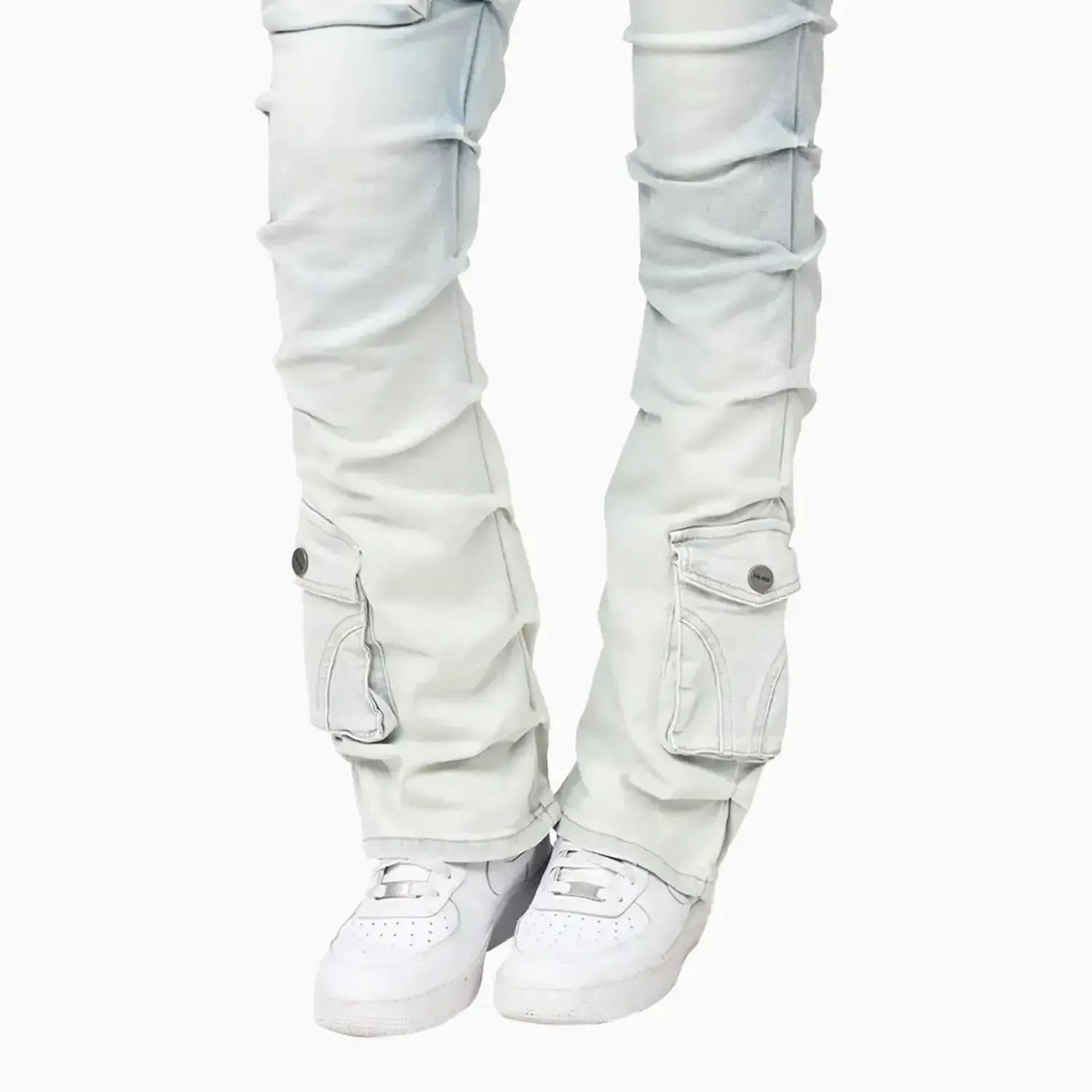 Women's High Rise Lightening Wash Stacked Jeans Pant